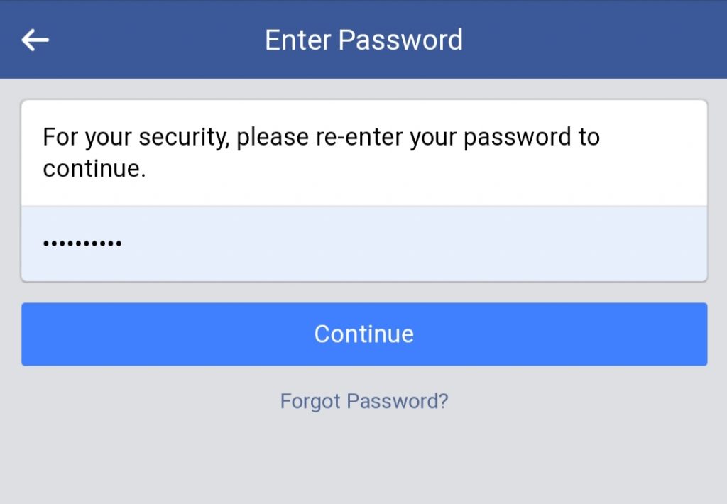 Facebook password
